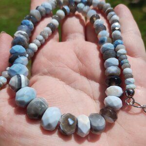 Jay King DTR 925 Sterling Silver Banded Blue Opal Bead Necklace mine finds
